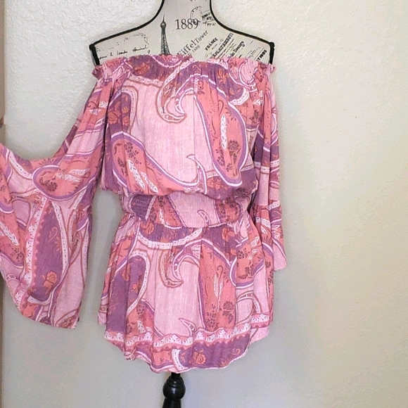 Paper Heart Boho Gypsy Peasant Top Off Shoulder - Picture 3 of 4